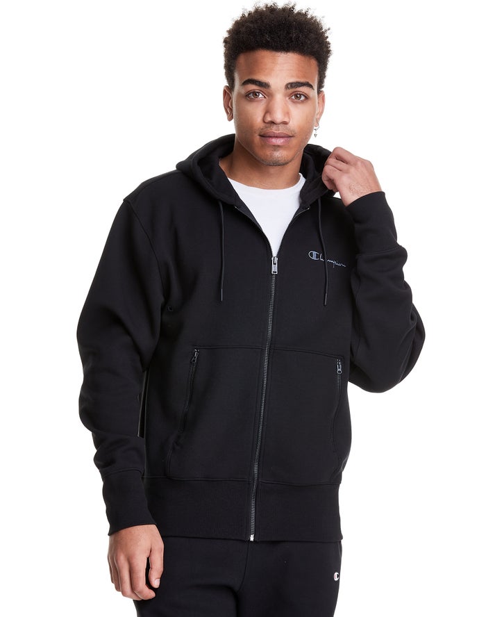 Champion Tech Weave Full Zip Script Logo Hoodie Heren - Zwart - Belgie 5621MXLBV